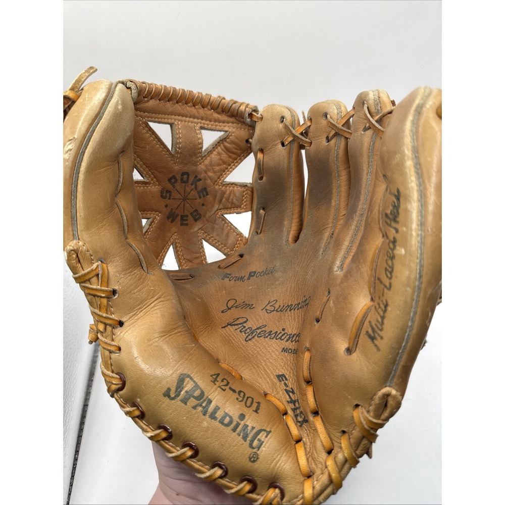 Jim Bunning Vintage Spalding Game Model Baseball Glove 42-901 Spoke Web Nylon
